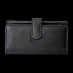 Rugged Earth Leather Women's Wallet with Checkbook Holder - Black