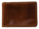 Rugged Earth Leather Wallet Money Clip - Brown