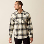 Ariat® Men's Retro Harmon Fitted Snap Shirt - Beluga Green Plaid