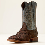 Ariat® Men's Riverside Wide Square Toe Cowboy Boot - Chocolate Bass Print/Indigo Honor