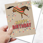 Birthday Card: Bucking Horse in Newmarket Blanket