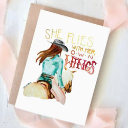 Tirzah Lane Art She Flies with Her Own Wings Cowgirl On Horse Card