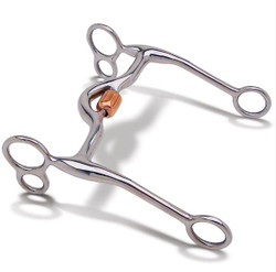 Myler Bits® Solid Shank w/ Curb Ring with Copper Roller Medium Port (5.5" Cheek)