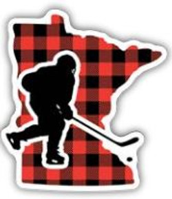 Minnesota Buffalo-Checkered State Sticker with Hockey Player