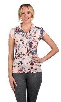 Kastel Denmark Cap Sleeve Pearl Blush Watercolor Floral with Rose Gold 1/4 Zip