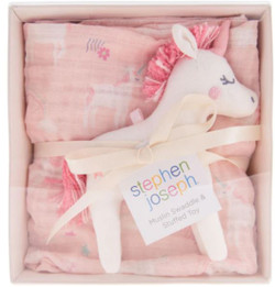 Stephen Joseph Muslin Blanket & Stuffed Animal