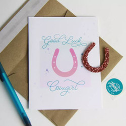 Good Luck Cowgirl Charm Equestrian Greeting Card