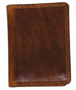Rugged Earth Leather Small Credit Card Wallet - Brown