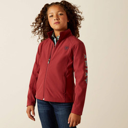 Ariat® Youth Logo Softshell Jacket - Burnt Russet/Stripe