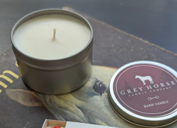 Grey Horse Candle Tin - Barn Family