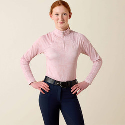 Ariat® Youth Sunstopper 3.0 1/4 Zip Baselayer - Sepia Horse Park Print