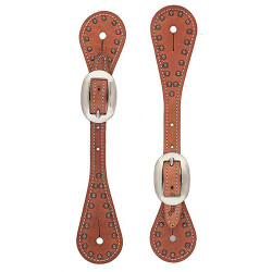 Weaver™ Youth Harness Leather Spur Straps with Spots, Russet