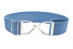 Ellany Cornflower - 2" Silver Stirrup Elastic Belt