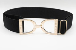 Ellany Black - 1.5" Gold Stirrup Elastic Belt