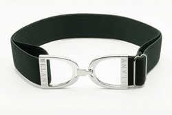 Ellany Hunter Green - 1.5" Silver Stirrup Elastic Belt