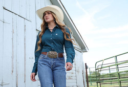 Cinch® Arenaflex® Button Down Long Sleeve Western Shirt - Teal