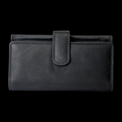 Rugged Earth Leather Women's Wallet with Checkbook Holder - Black