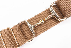 Ellany Toffee - 1.5" Gold Snaffle Equestrian Elastic Belt