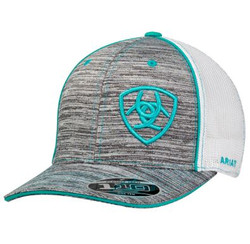 Ariat® Men's Flexifit 110 Mesh Cap - Heathered Grey with Turquoise Piping