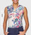 Kastel Amethyst Watercolor Floral Ruched Back Sleeveless 1/4 Zip Sun Shirt