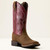Ariat® Women's Hybrid Ranchwork Wide Square Toe Western Boot - Backwoods Brown/Berry Spice