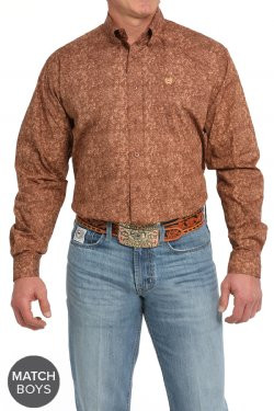Cinch® Men's Paisley Print Button-Down Western Shirt - Brown