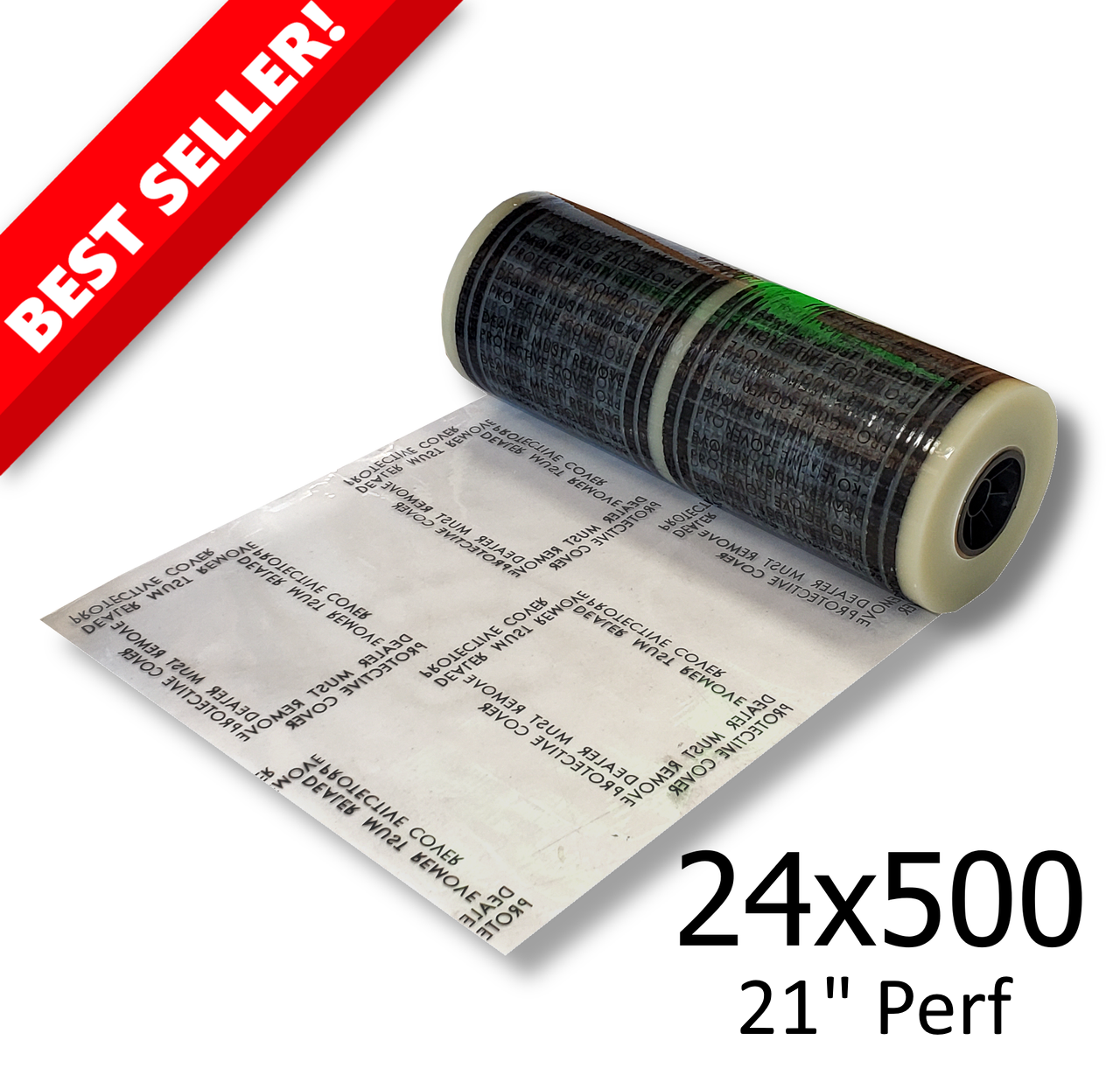 Printed Dealer Must Remove (DMR) Carpet Film Adhesive Auto Floor Mats 4mil 24" x 500'