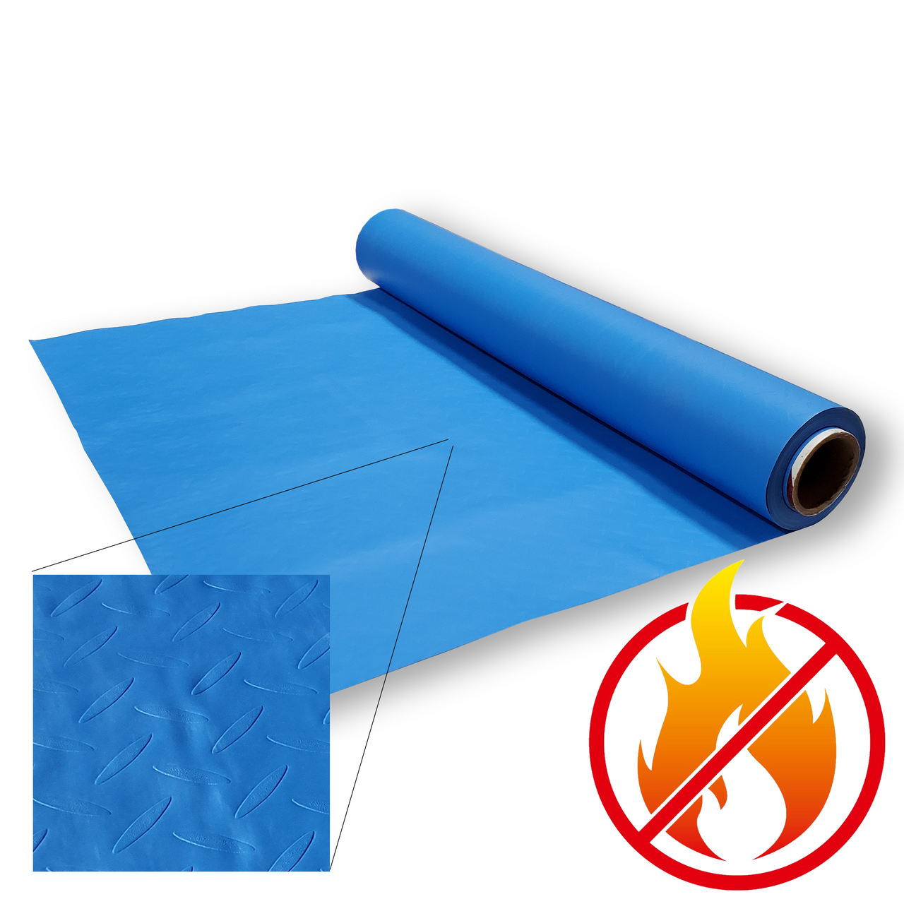 Flame Retardant Blue Diamond Floor Mat 36"x100' 10MIL