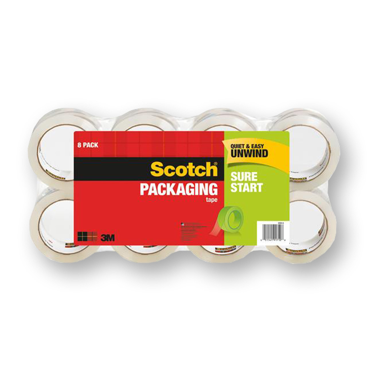 3M 3450-8 Scotch Sure Start Shipping Packaging Tape 1.88 in x 54.6 yd (48 mm x 50 m) 8 pk