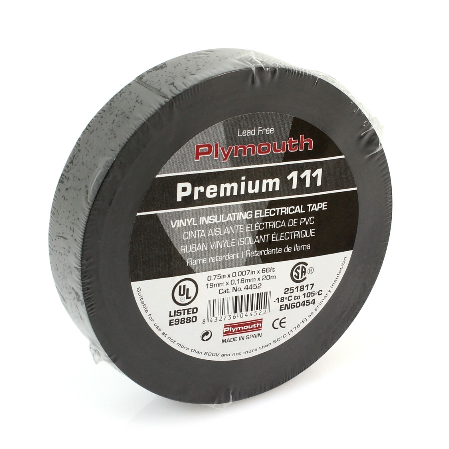 Plymouth P111 Premium Vinyl Electrical Tape 3/4 in x 66 ft, Case of 100