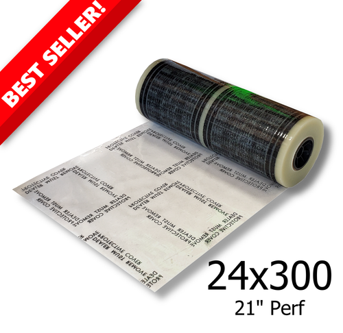 Printed Dealer Must Remove (DMR) Adhesive Protective Floor Mats 4mil 24"x300' perf. 21"