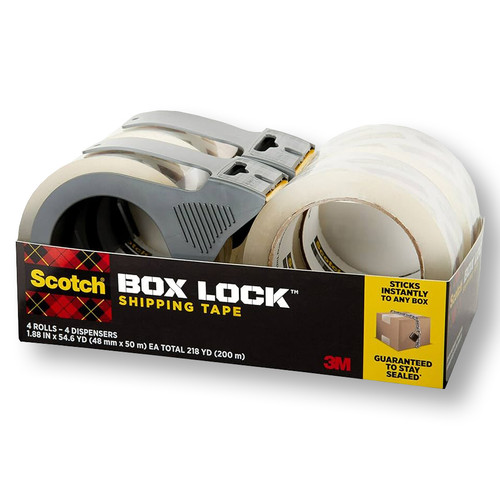 3M 3950-4RD-6GC Scotch Box Lock Packaging Tape 1.88 in x 54.6 yd (48 mm x 50 m) 36 Roll Case