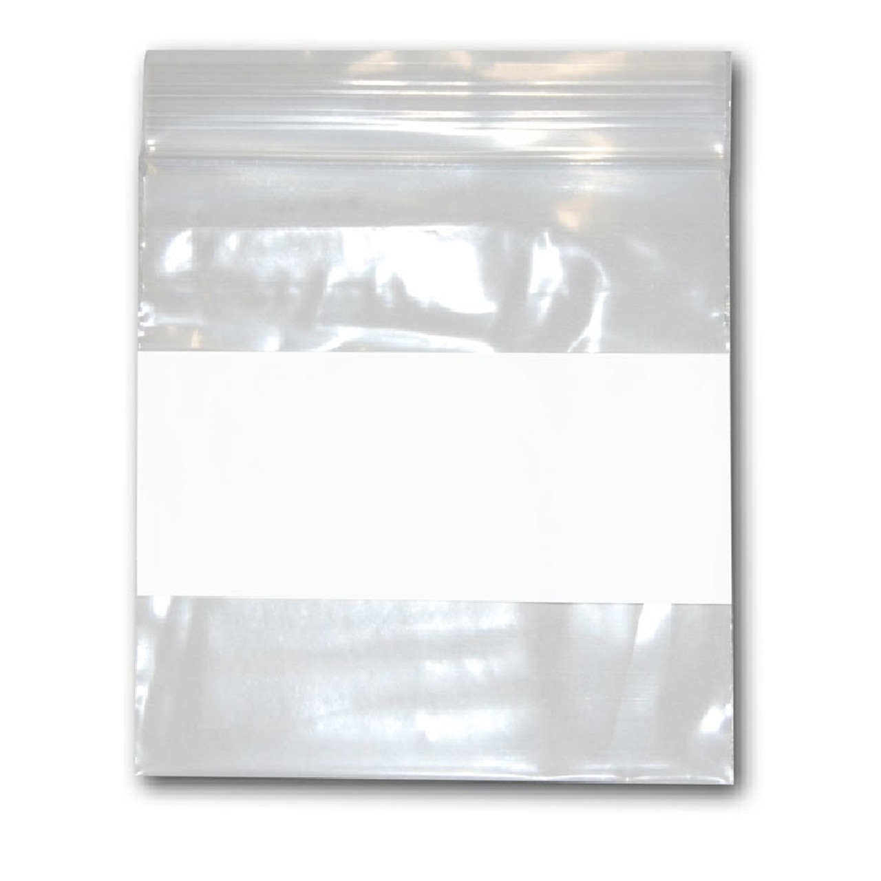 Reclosable Plastic Zipper Bags 2 mil, White Block Center. (100 Bags)