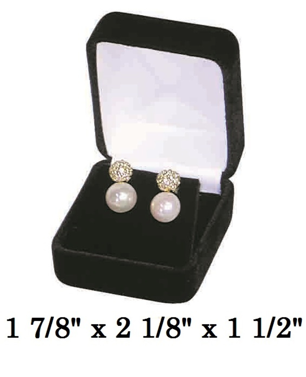 Black Velvet Classic T Earring Metal Jewelry Gift Box 2 1/4" x 3" x 1 1/4" 