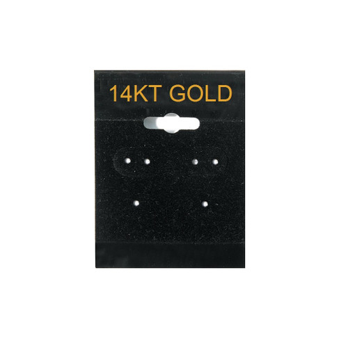 14K Gold Printed Black Hanging Earring Cards - 1" x 2" - 100pcs/pk