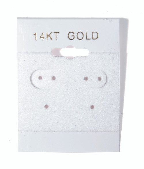 14K Gold Printed White Hanging Earring Cards - 1" x 2" - 100pcs/pk