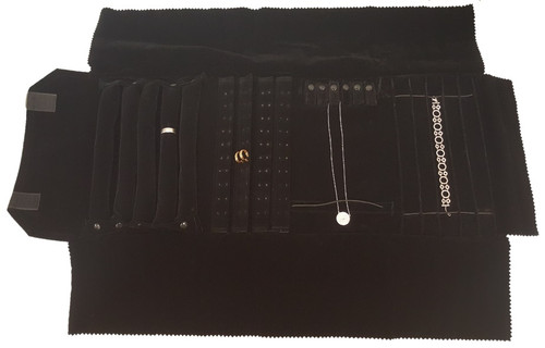 Black Deluxe Velvet Jewelry Rolls - Combination