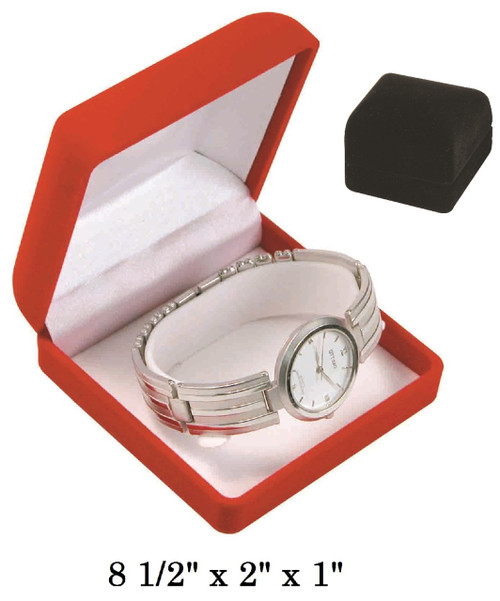 Soft Flocked Black Velour Bangle/Watch Gift Box