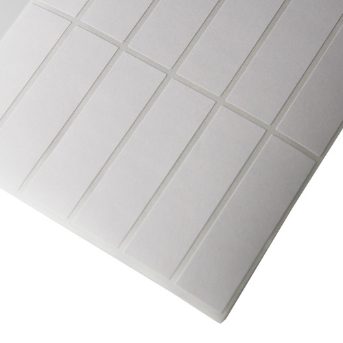 Corner of a sheet of 1/2" x 1 3/4" Vertical Rectangular Self Adhesive Plain Labels