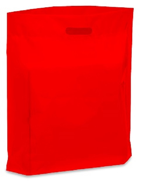 Red 15" x 18" x 4" Patch Handle Bags (100 Bags/Pk)