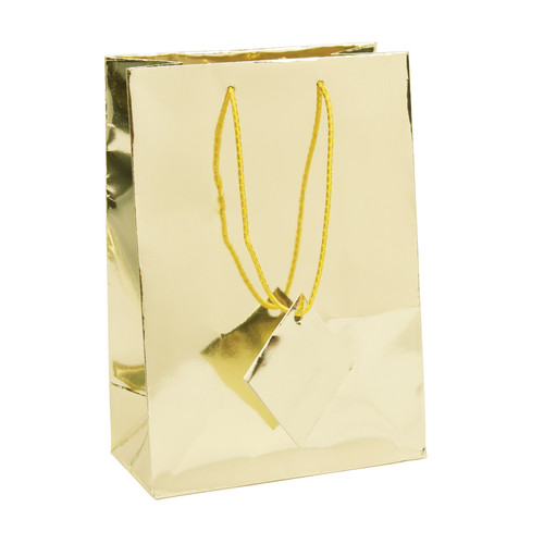 Gold Metallic Tote Bag - 4" x 2 3/4" x 4 1/2"H (10Bags/Pack)