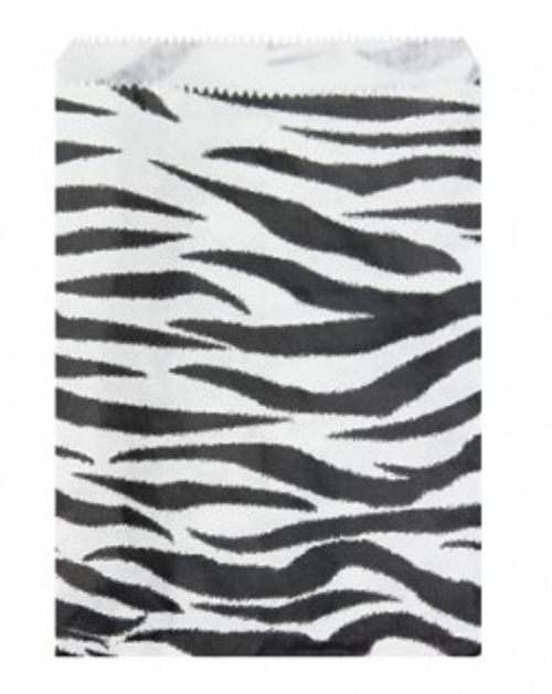 Zebra Pattern Paper Bags - 6" x 9" - 100Bags/Pack