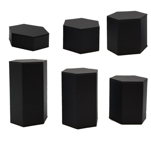 Deluxe Hexagon Shaped Black Leatherette Risers Set