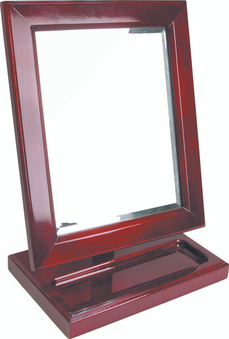 1 Wood Frame Mirror with small tray on Base - (3 wood color options)