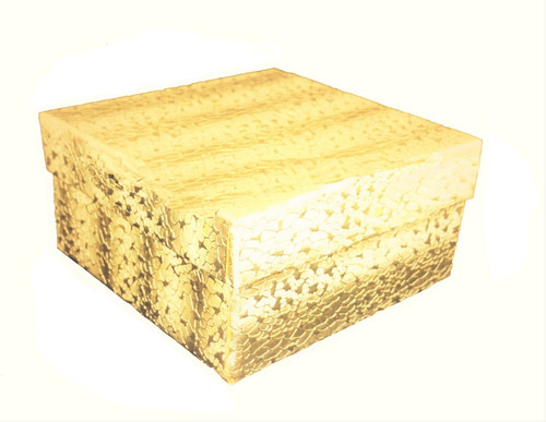 10 Boxes-Gold Swirl CottonFilledBoxes-3 1/2" x 3 1/2" x 2"H
