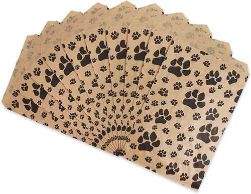 200 Bags of our Paw Print Paper Bags Pet Gift Bags with Paw Prints, great for promotions, treats, party favors, merchandising, veterinarians office, and so much more.