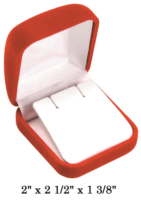 Soft Flocked Red Velour Large Earring Gift Box