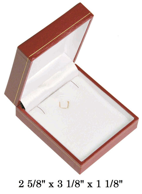 Red Earring/Pendant w/White Satin interior Classic Leatherette Box