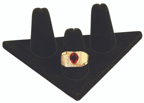 Black Velvet 3-Ring Short Finger small Triangular Jewelry Display