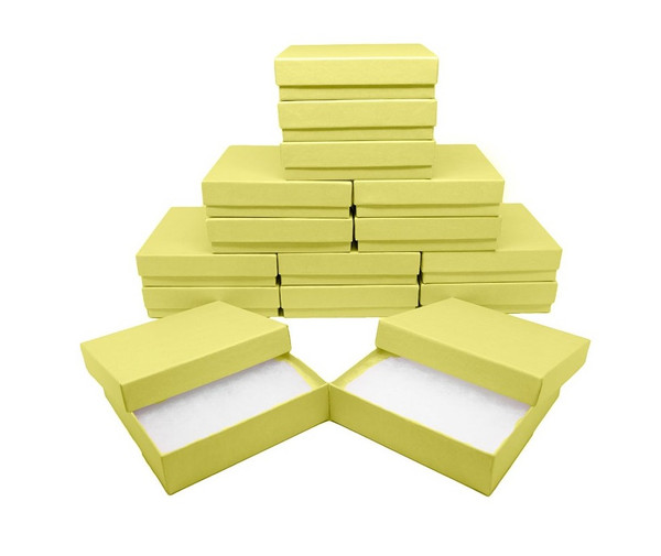 10 Boxes-YellowKraftCottonFilledBoxes-3" x 2 1/8" x 1"H